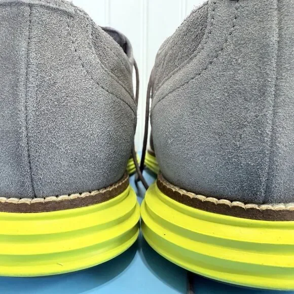 Cole Haan Grand.OS gray Suede Wingtips Yellow Sole Shoes Men's 9 1/2 M - Picture 13 of 17